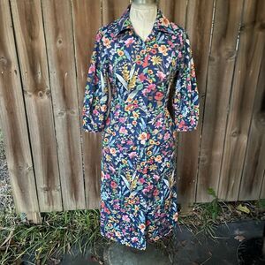 J McLAUGHLIN DAVIDA MIDI DRESS Flower Petal Floral Print Shirt Dress XS